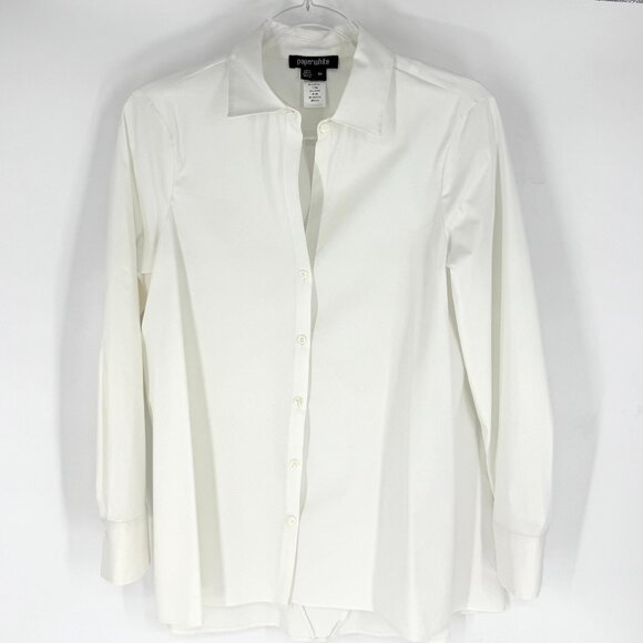 Paperwhite 3/4 Sleeve Collared Button Down Tunic Top White Size 4 - Picture 1 of 7